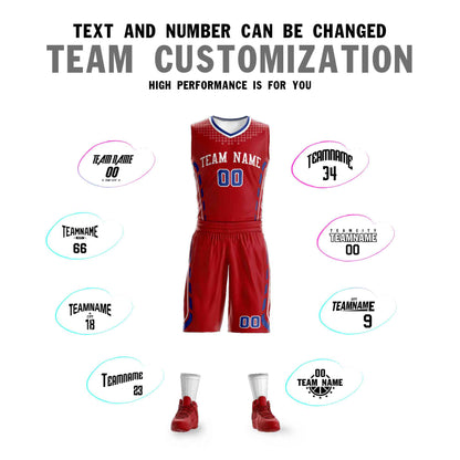 Custom Red White Graffiti Pattern Sets Oblique Bar Basketball Jersey