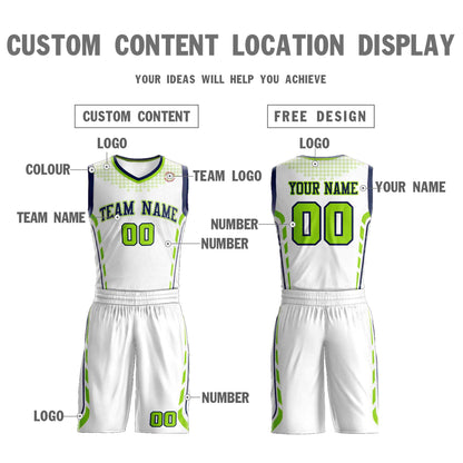 Custom White Navy-White Graffiti Pattern Sets Oblique Bar Basketball Jersey