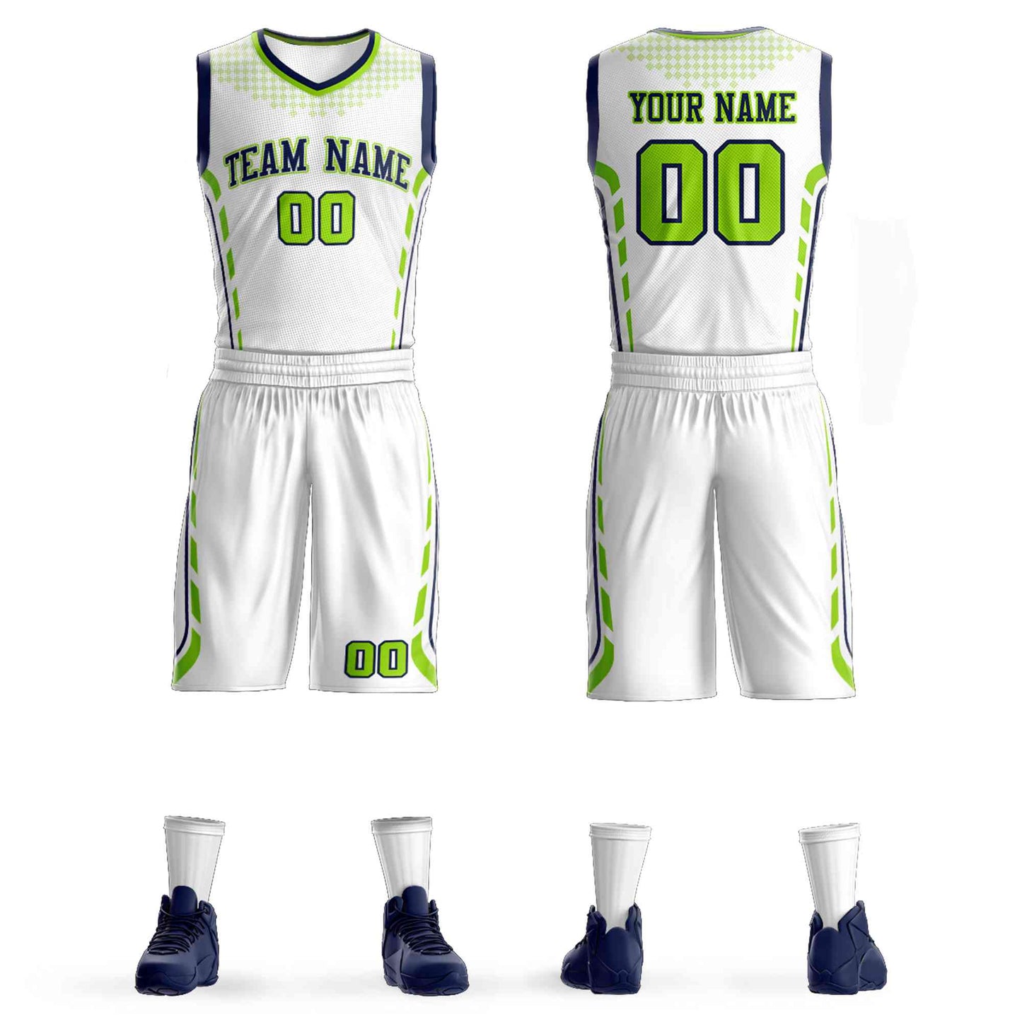 Custom White Navy-White Graffiti Pattern Sets Oblique Bar Basketball Jersey