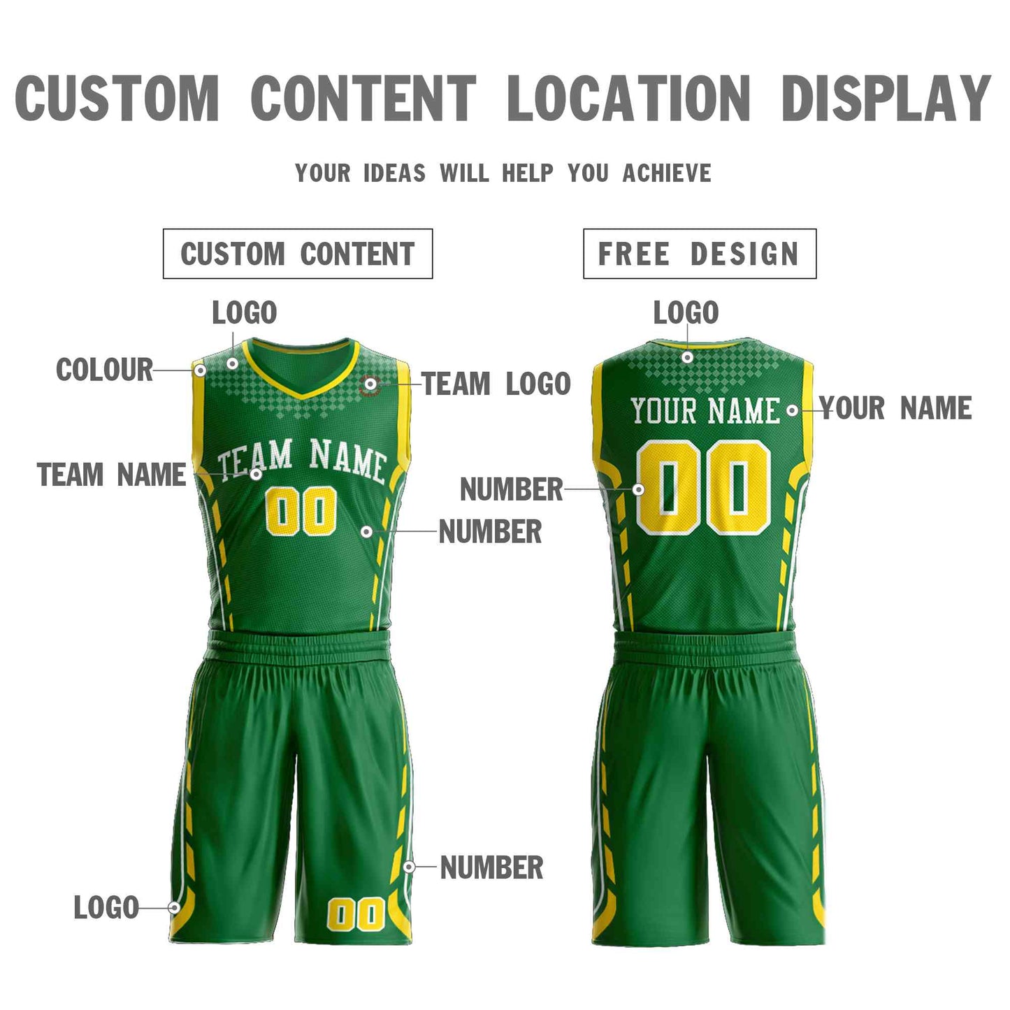 Custom Kelly Green White Graffiti Pattern Sets Oblique Bar Basketball Jersey