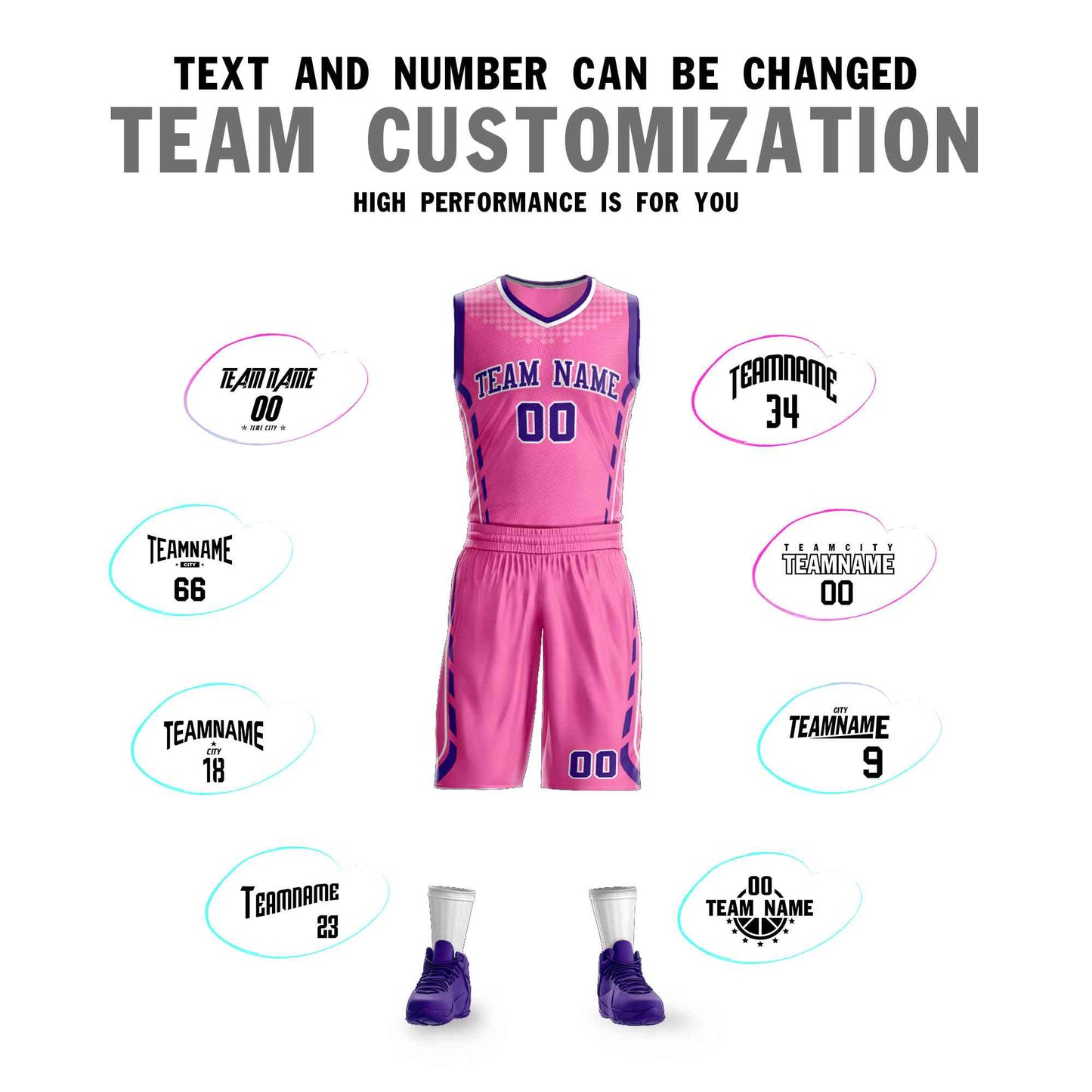 Custom Pink Purple-White Graffiti Pattern Sets Oblique Bar Basketball Jersey