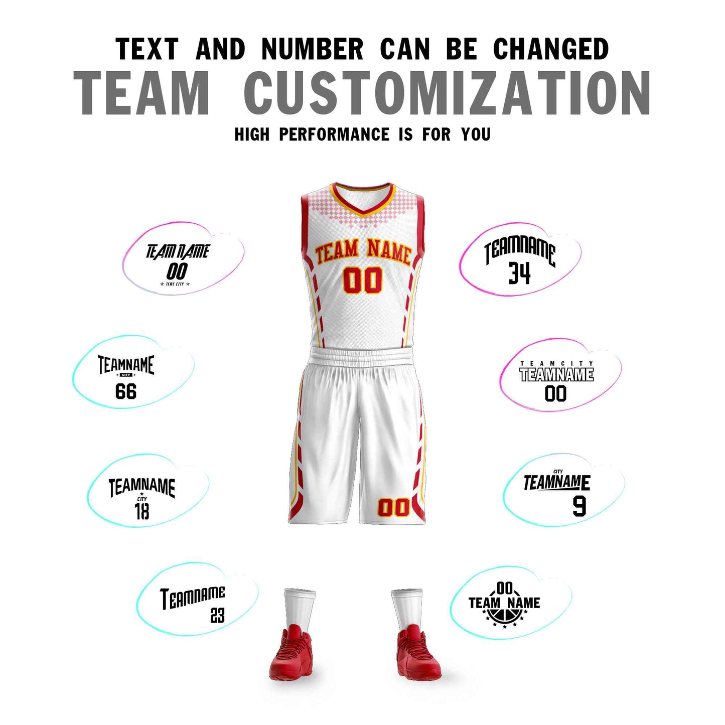 Custom White Red-Gold Graffiti Pattern Sets Oblique Bar Basketball Jersey