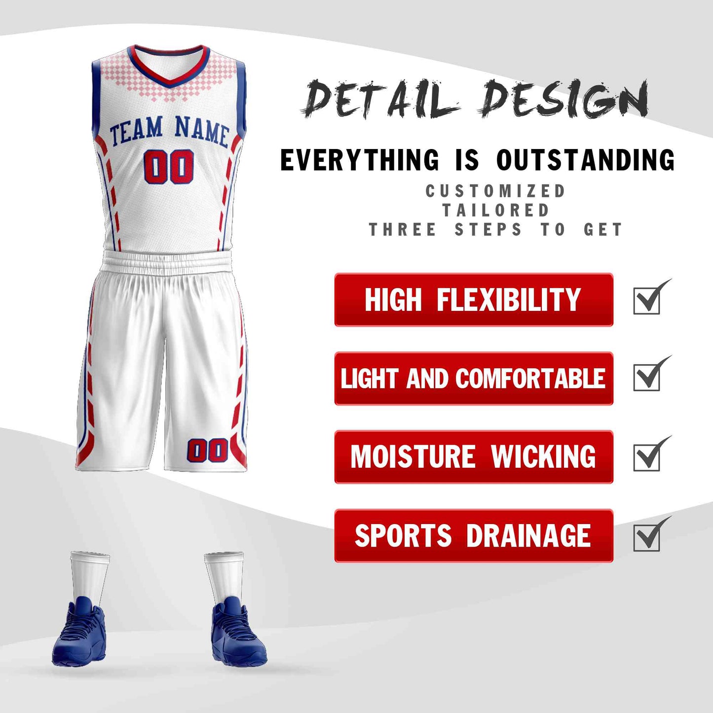 Custom White Royal Graffiti Pattern Sets Oblique Bar Basketball Jersey