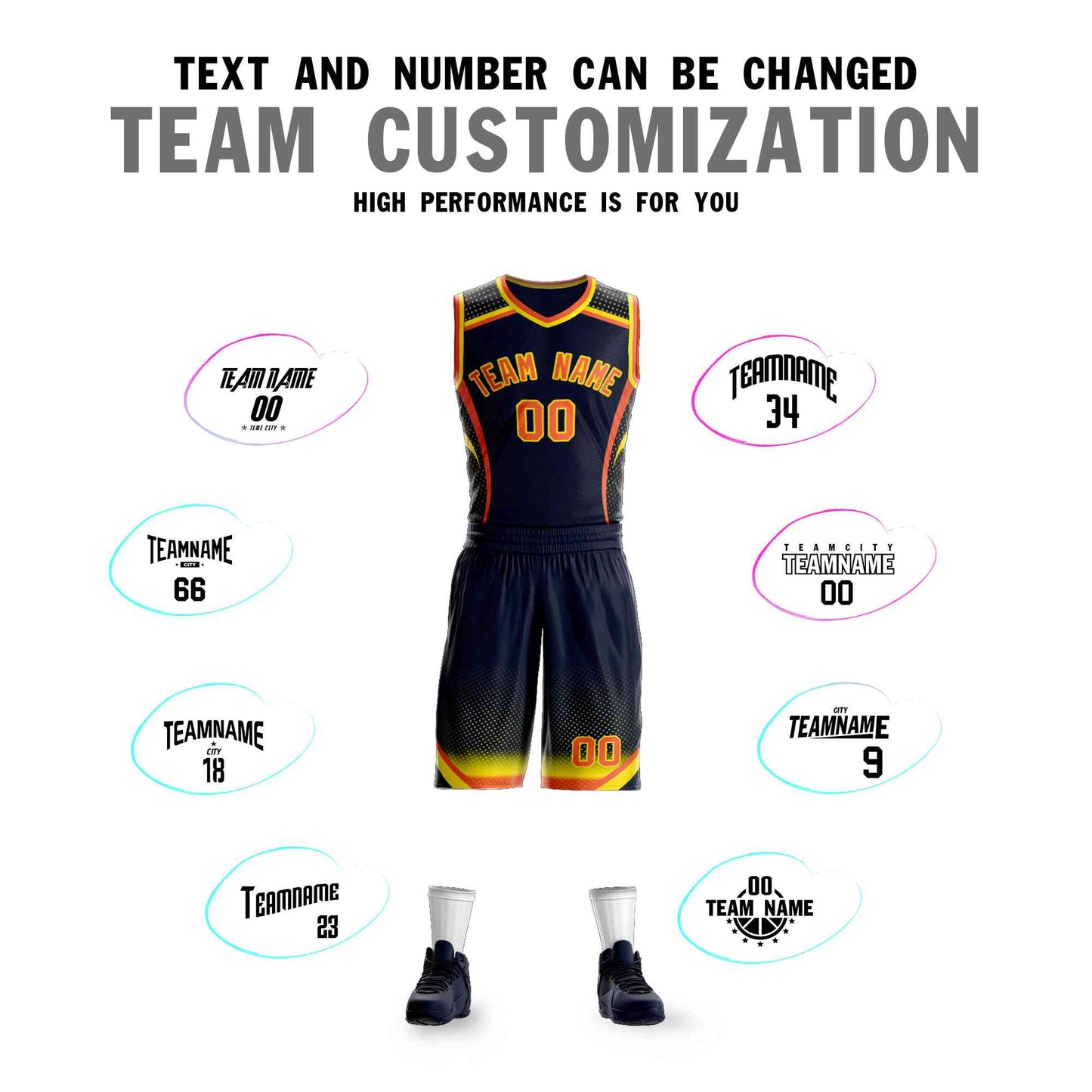 Custom Navy Orange-Gold Graffiti Pattern Sets Points Element Basketball Jersey