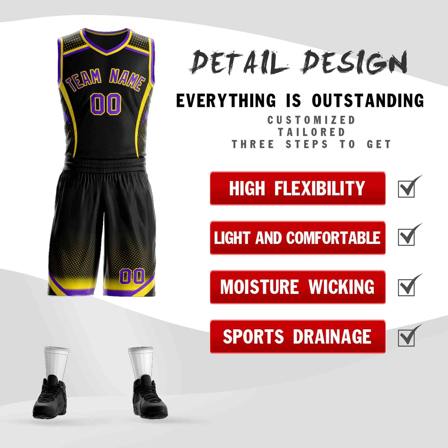 Custom Black Purple-Gold Graffiti Pattern Sets Points Element Basketball Jersey