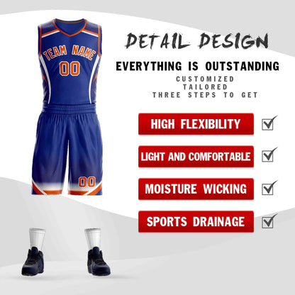 Custom Royal Orange-White Graffiti Pattern Sets Points Element Basketball Jersey