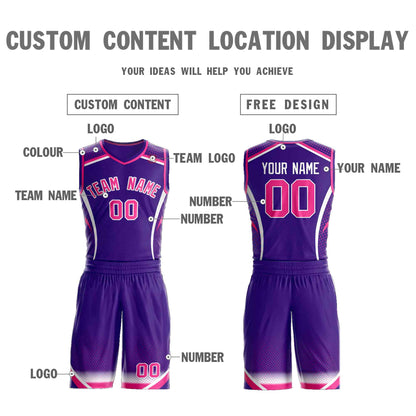 Custom Purple Pink-White Graffiti Pattern Sets Points Element Basketball Jersey