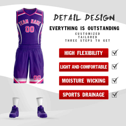 Custom Purple Pink-White Graffiti Pattern Sets Points Element Basketball Jersey