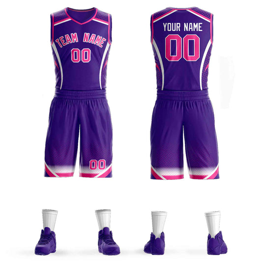 Custom Purple Pink-White Graffiti Pattern Sets Points Element Basketball Jersey