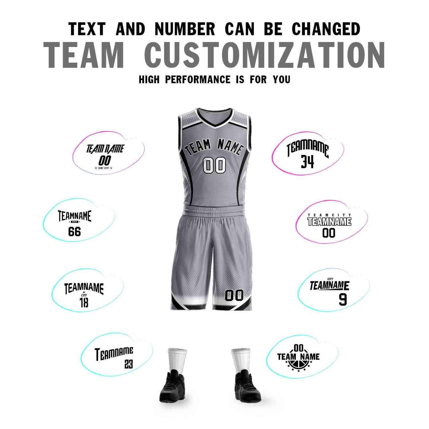 Custom Gray Black-White Graffiti Pattern Sets Points Element Basketball Jersey