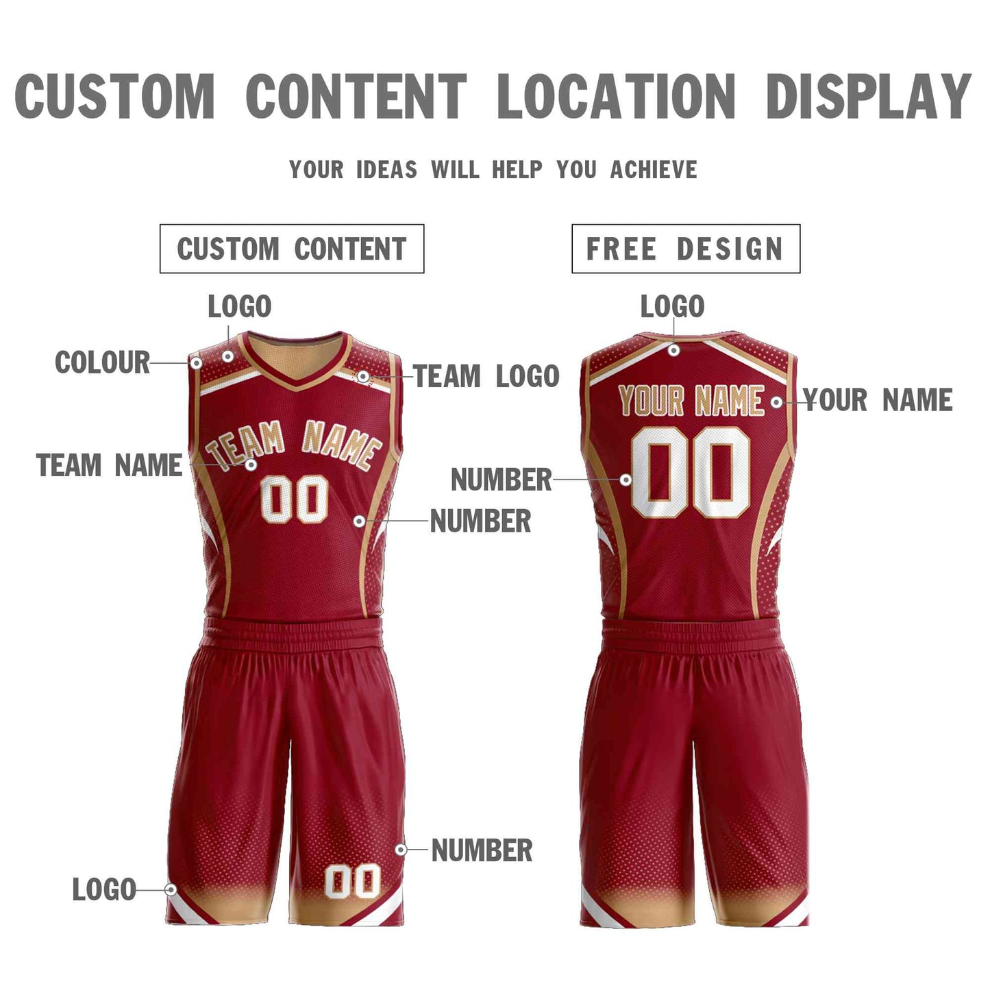 Custom Maroon Old Gold-White Graffiti Pattern Sets Points Element Basketball Jersey