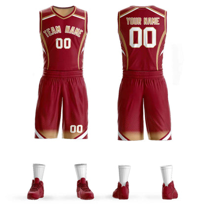 Custom Maroon Old Gold-White Graffiti Pattern Sets Points Element Basketball Jersey