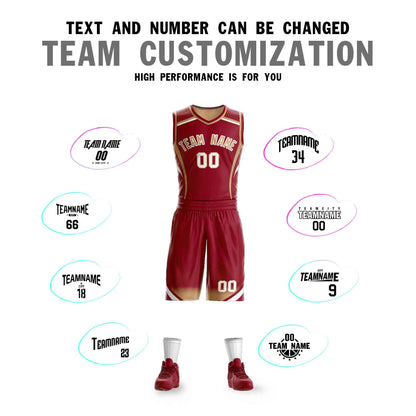 Custom Maroon Old Gold-White Graffiti Pattern Sets Points Element Basketball Jersey