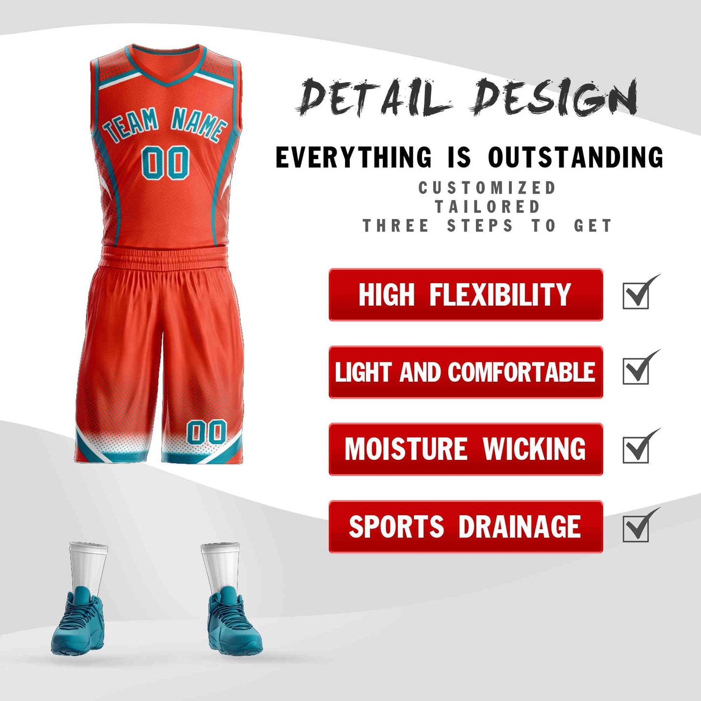 Custom Orange Aqua-White Graffiti Pattern Sets Points Element Basketball Jersey