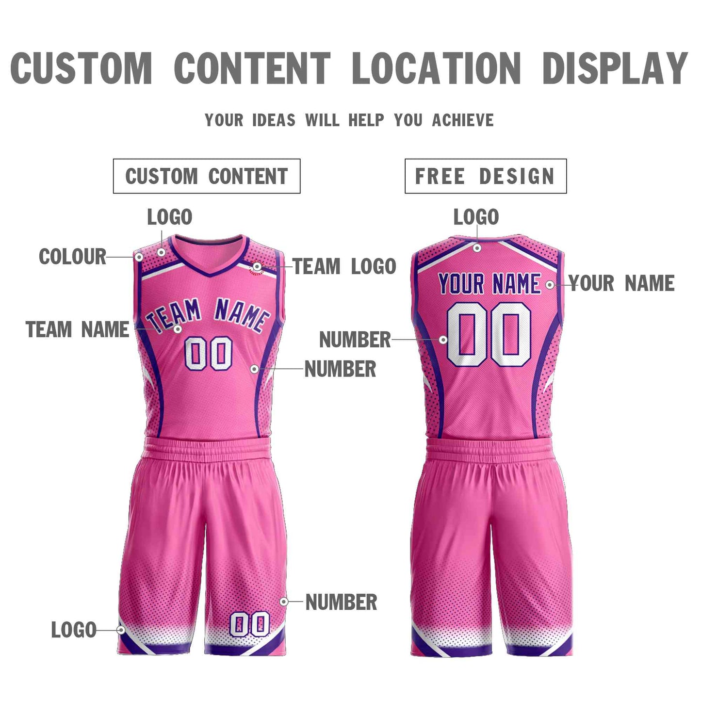 Custom Pink Purple-White Graffiti Pattern Sets Points Element Basketball Jersey