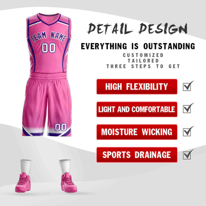 Custom Pink Purple-White Graffiti Pattern Sets Points Element Basketball Jersey