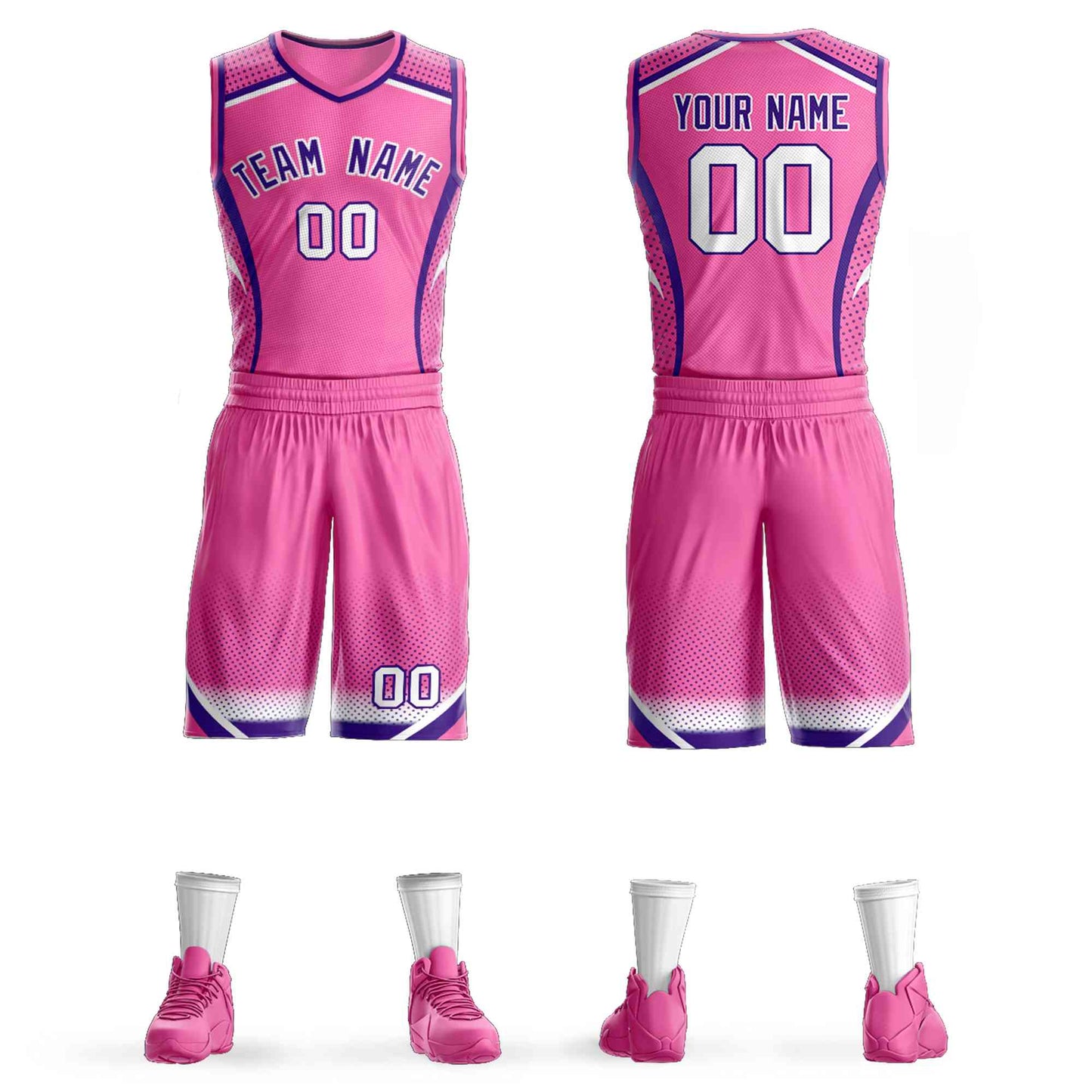 Custom Pink Purple-White Graffiti Pattern Sets Points Element Basketball Jersey