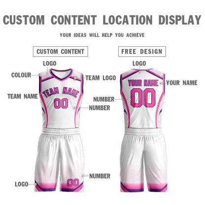 Custom White Pink-Purple Graffiti Pattern Sets Points Element Basketball Jersey