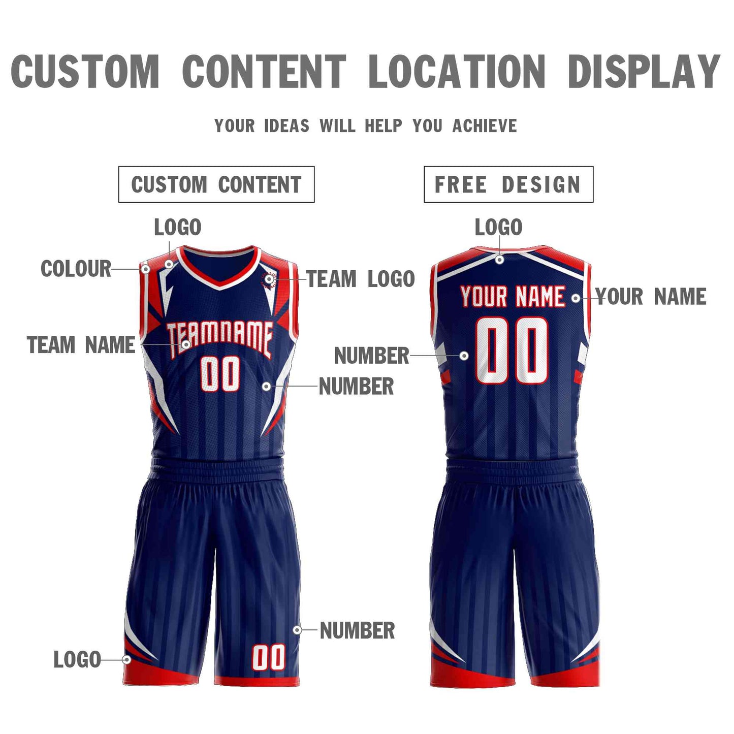 Custom Navy White-Red Graffiti Pattern Sets Angular Element Basketball Jersey