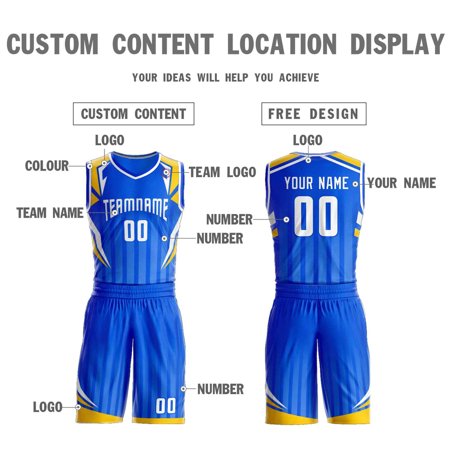 Custom Royal White Graffiti Pattern Sets Angular Element Basketball Jersey