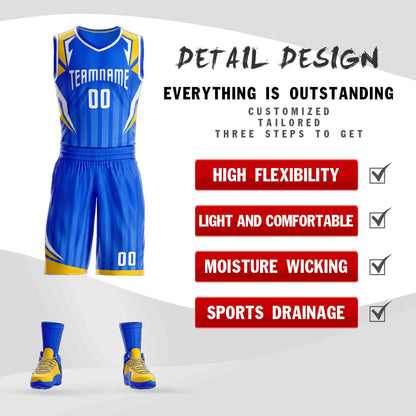 Custom Royal White Graffiti Pattern Sets Angular Element Basketball Jersey