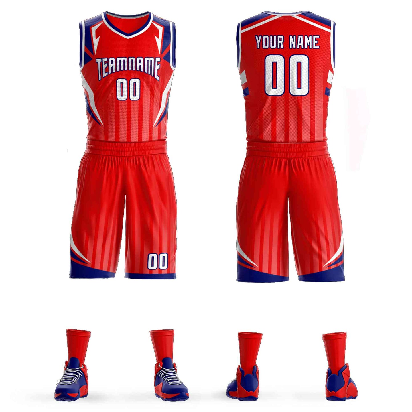 Custom Red White-Navy Graffiti Pattern Sets Angular Element Basketball Jersey