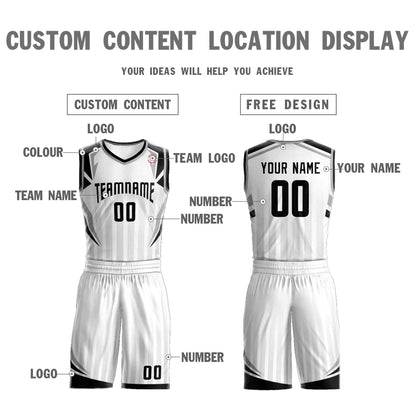 Custom White Black Graffiti Pattern Sets Angular Element Basketball Jersey