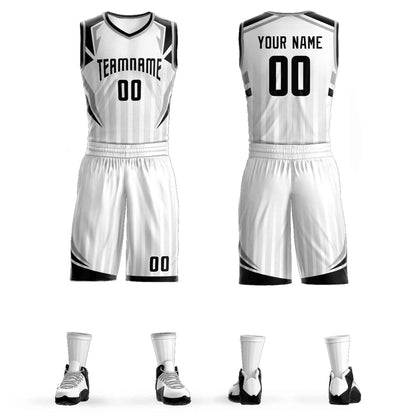 Custom White Black Graffiti Pattern Sets Angular Element Basketball Jersey