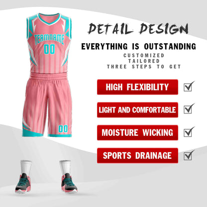 Custom Pink Teal-White Graffiti Pattern Sets Angular Element Basketball Jersey