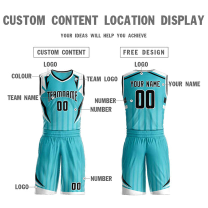 Custom Teal Black-White Graffiti Pattern Sets Angular Element Basketball Jersey