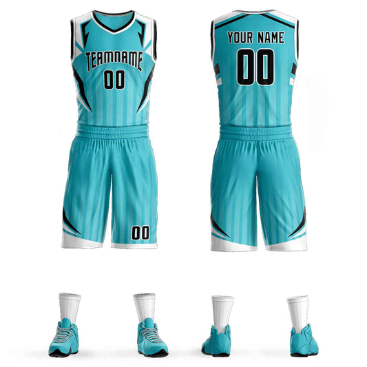 Custom Teal Black-White Graffiti Pattern Sets Angular Element Basketball Jersey