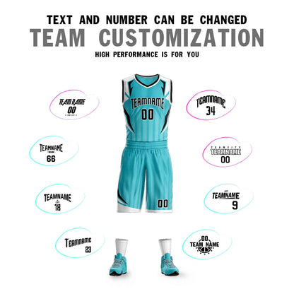 Custom Teal Black-White Graffiti Pattern Sets Angular Element Basketball Jersey