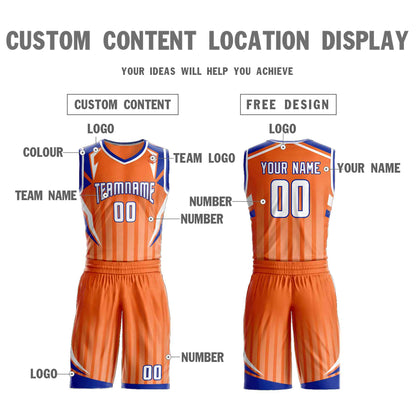 Custom Orange White-Royal Graffiti Pattern Sets Angular Element Basketball Jersey