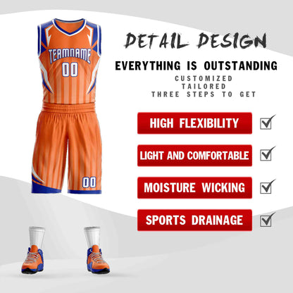 Custom Orange White-Royal Graffiti Pattern Sets Angular Element Basketball Jersey