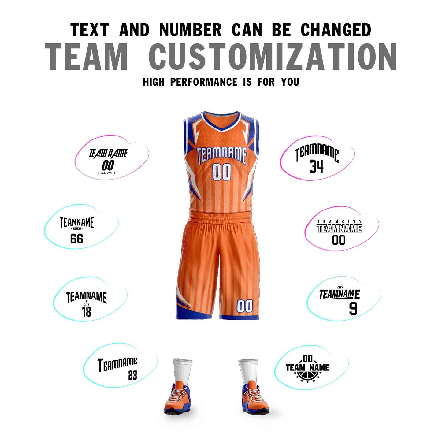 Custom Orange White-Royal Graffiti Pattern Sets Angular Element Basketball Jersey