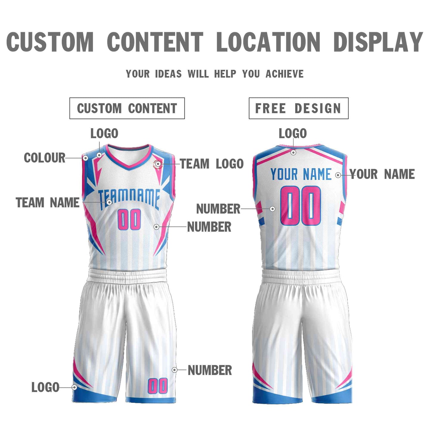 Custom White Powder Blue Graffiti Pattern Sets Angular Element Basketball Jersey