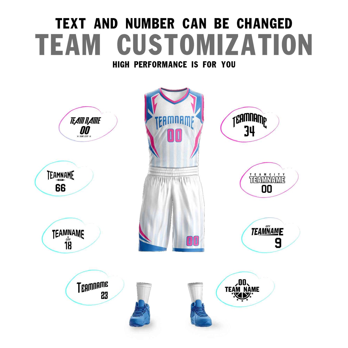 Custom White Powder Blue Graffiti Pattern Sets Angular Element Basketball Jersey