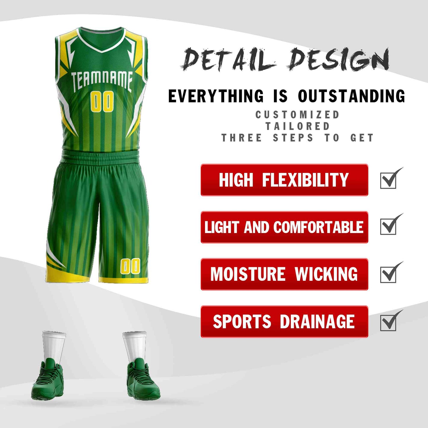 Custom Kelly Green White Graffiti Pattern Sets Angular Element Basketball Jersey