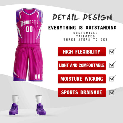 Custom Rose Pink White Graffiti Pattern Sets Angular Element Basketball Jersey