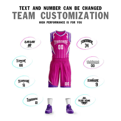 Custom Rose Pink White Graffiti Pattern Sets Angular Element Basketball Jersey