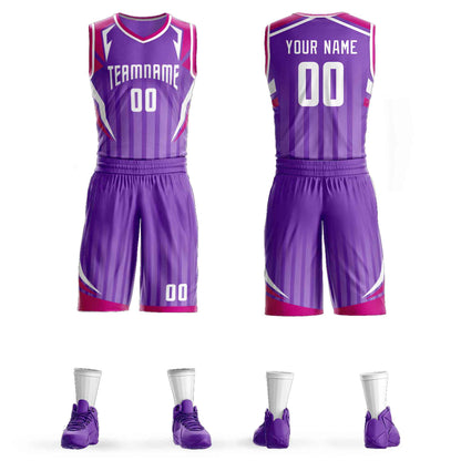 Custom Purple White Graffiti Pattern Sets Angular Element Basketball Jersey