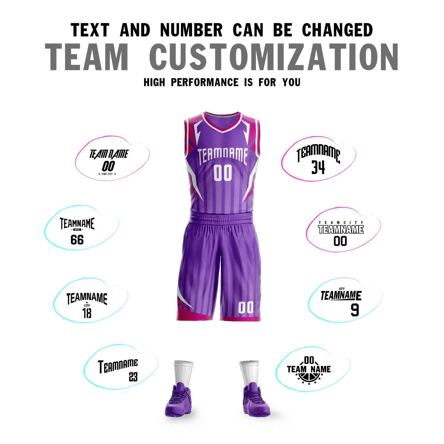 Custom Purple White Graffiti Pattern Sets Angular Element Basketball Jersey