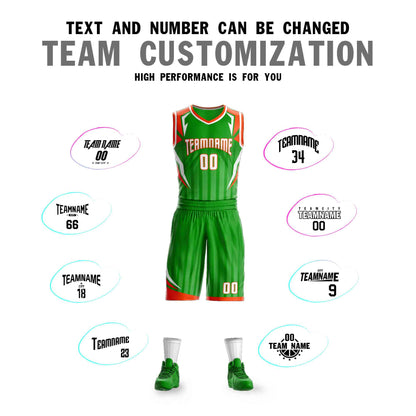 Custom Green White-Orange Graffiti Pattern Sets Angular Element Basketball Jersey