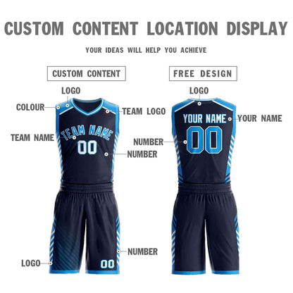 Custom Navy Powder Blue-White Graffiti Pattern Sets Bar Element Basketball Jersey