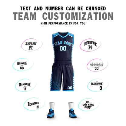 Custom Navy Powder Blue-White Graffiti Pattern Sets Bar Element Basketball Jersey