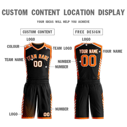 Custom Black Orange-White Graffiti Pattern Sets Bar Element Basketball Jersey