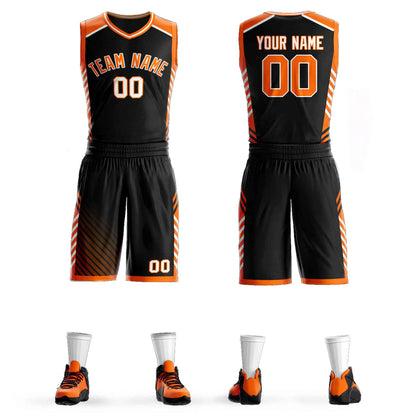 Custom Black Orange-White Graffiti Pattern Sets Bar Element Basketball Jersey