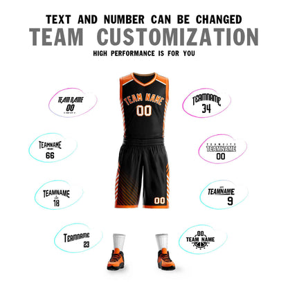 Custom Black Orange-White Graffiti Pattern Sets Bar Element Basketball Jersey