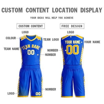 Custom Royal Gold-White Graffiti Pattern Sets Bar Element Basketball Jersey