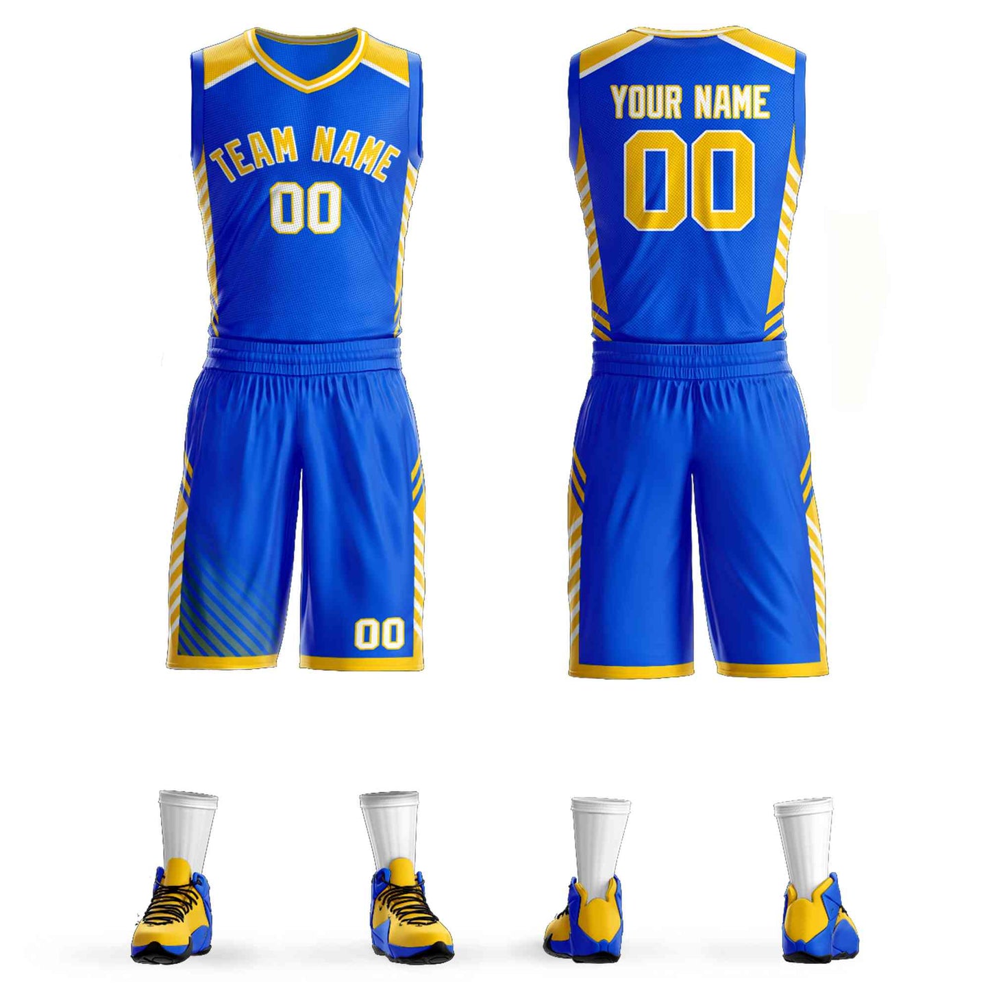 Custom Royal Gold-White Graffiti Pattern Sets Bar Element Basketball Jersey